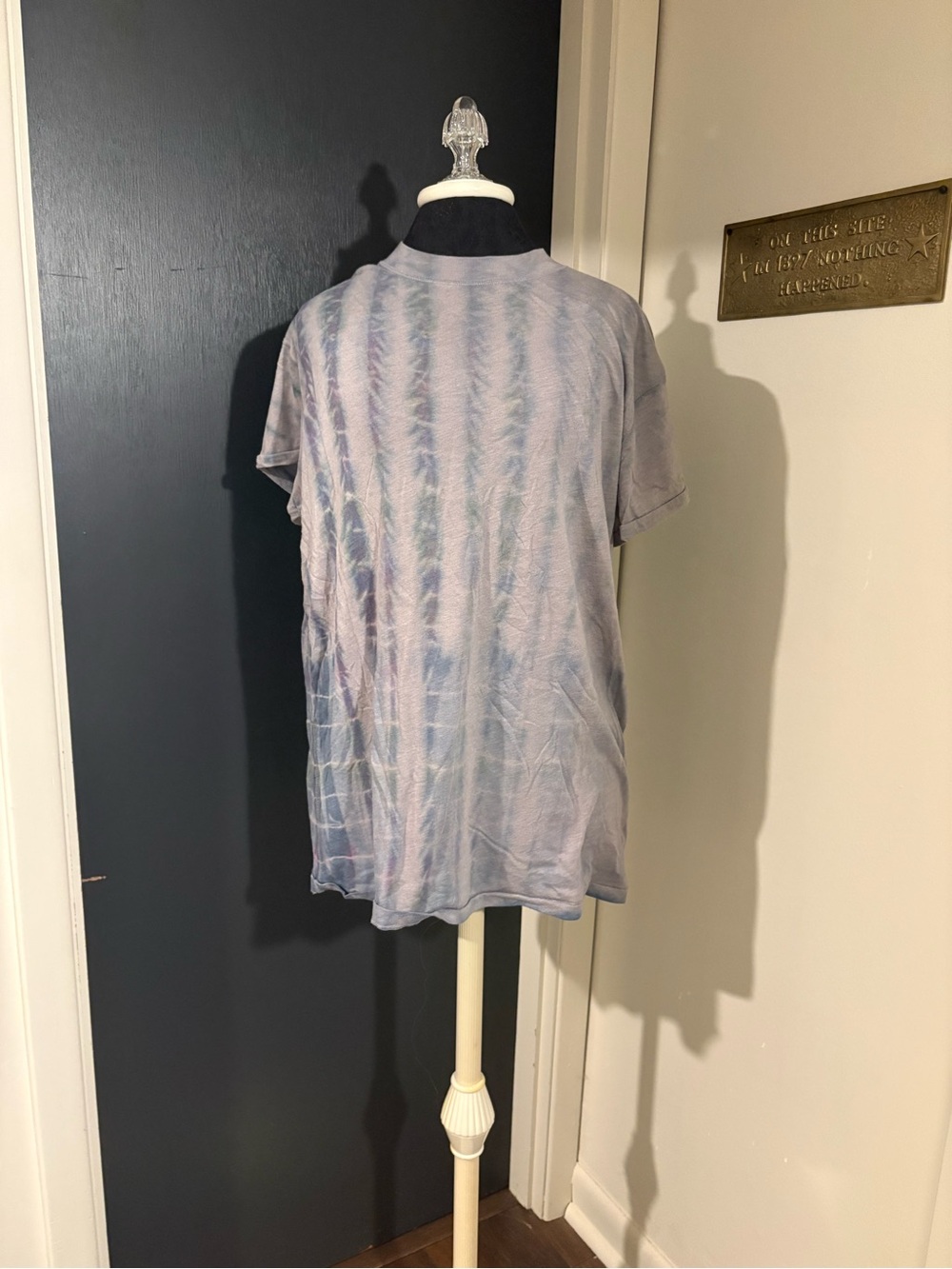 Free People Light Blue Gray Tie-Dye Short Sleeve Cotton Blend Tee